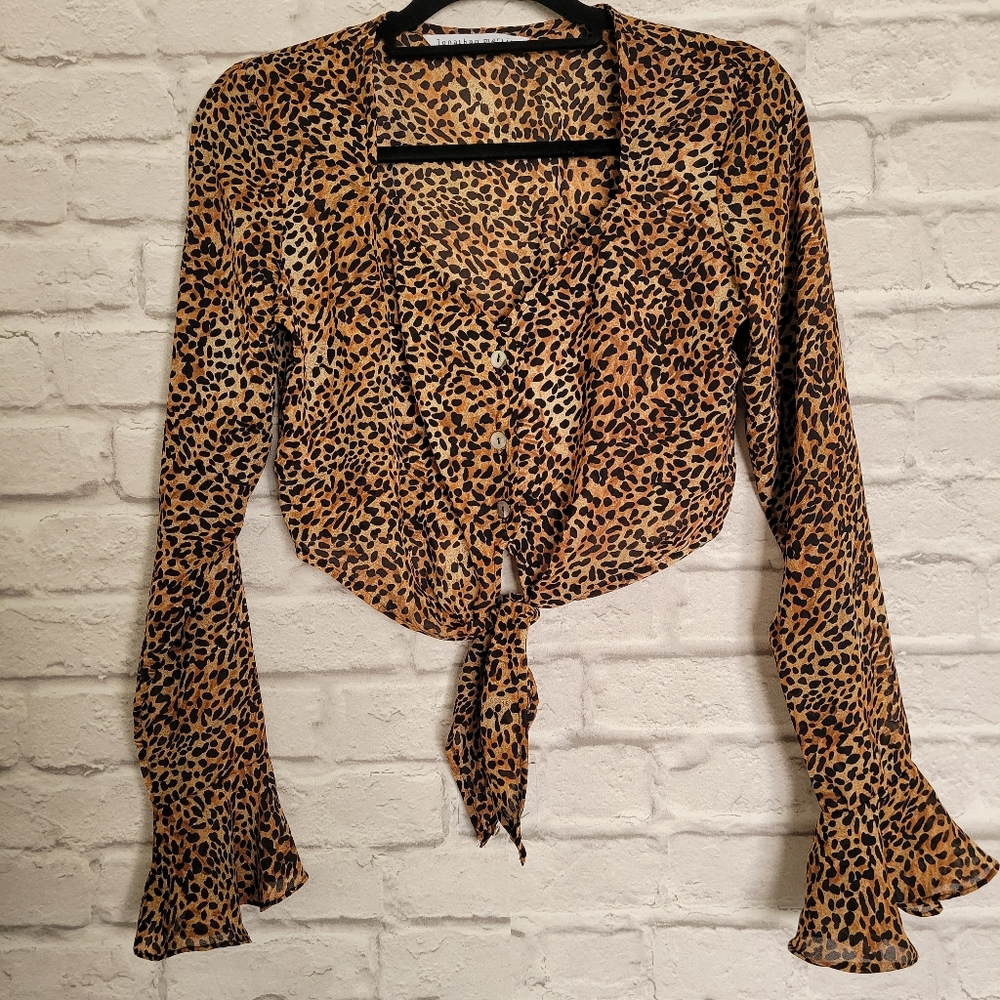 Jonathan Martin Leopard Print Crop Top With Bell … - image 8